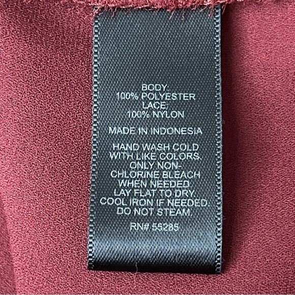 Express Burgundy Lace Trim Cold Shoulder Cami Top Blouse L Chiffon Romantic Goth - Picture 9 of 11